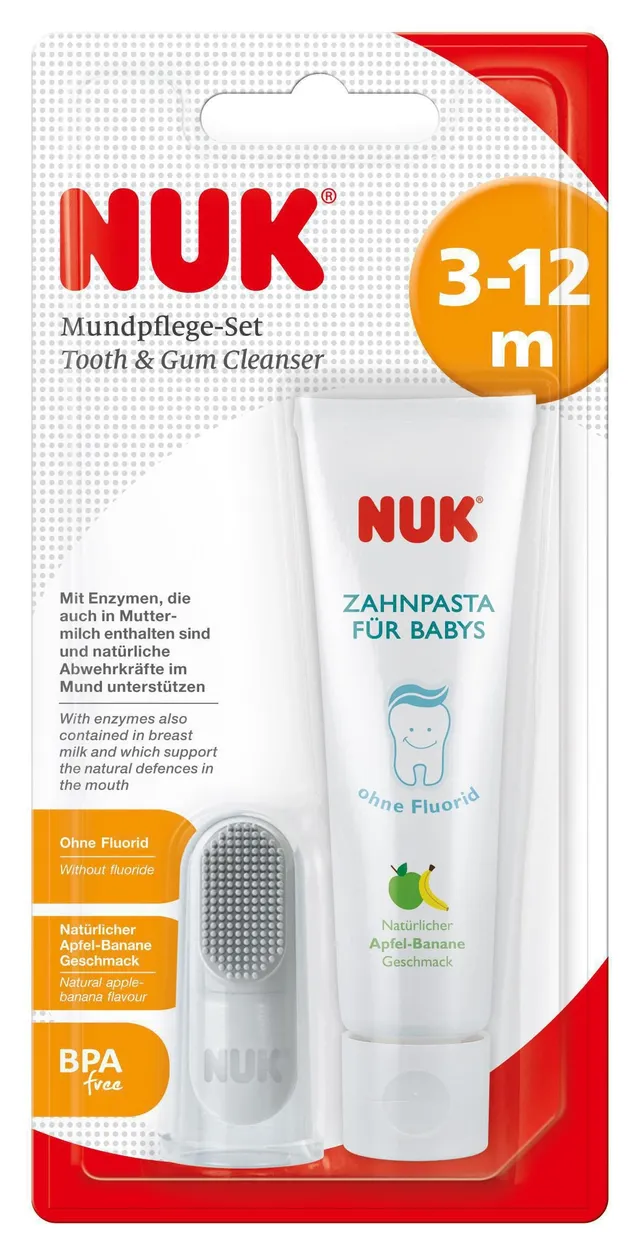 nuk-set-igiene-orale-beb-dentifricio-mela-banana-spazzolino-da-dito image 1