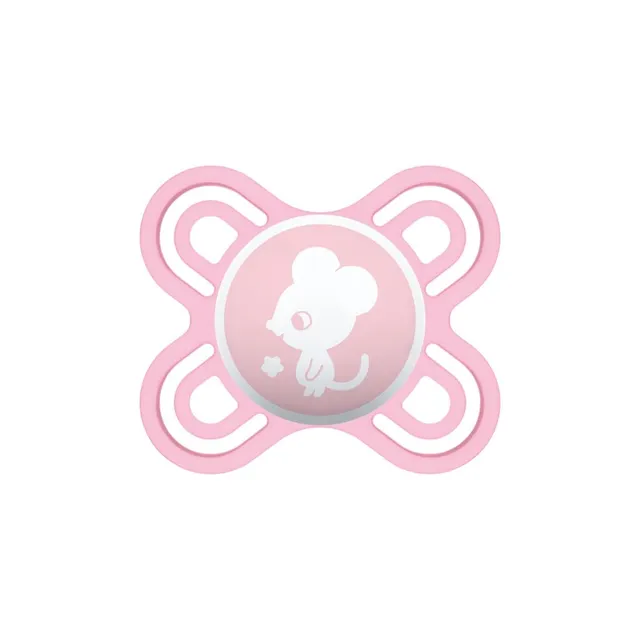 mam-perfect-start-0-2-mesi-ciuccio-silicone-skinsoft-con-custodia-rosa image 1