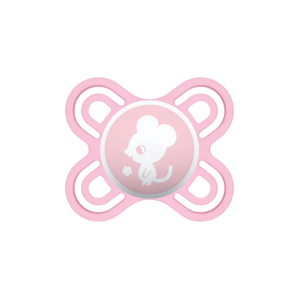 mam-perfect-start-0-2-mesi-ciuccio-silicone-skinsoft-con-custodia-rosa image 1