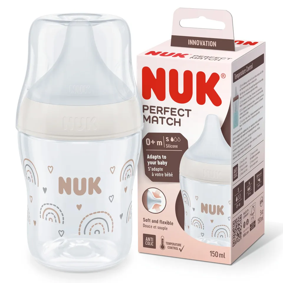 nuk-perfect-match-biberon-150-ml-0-mesi-arcobaleno-con-tettarella-silicone-e-con image 1