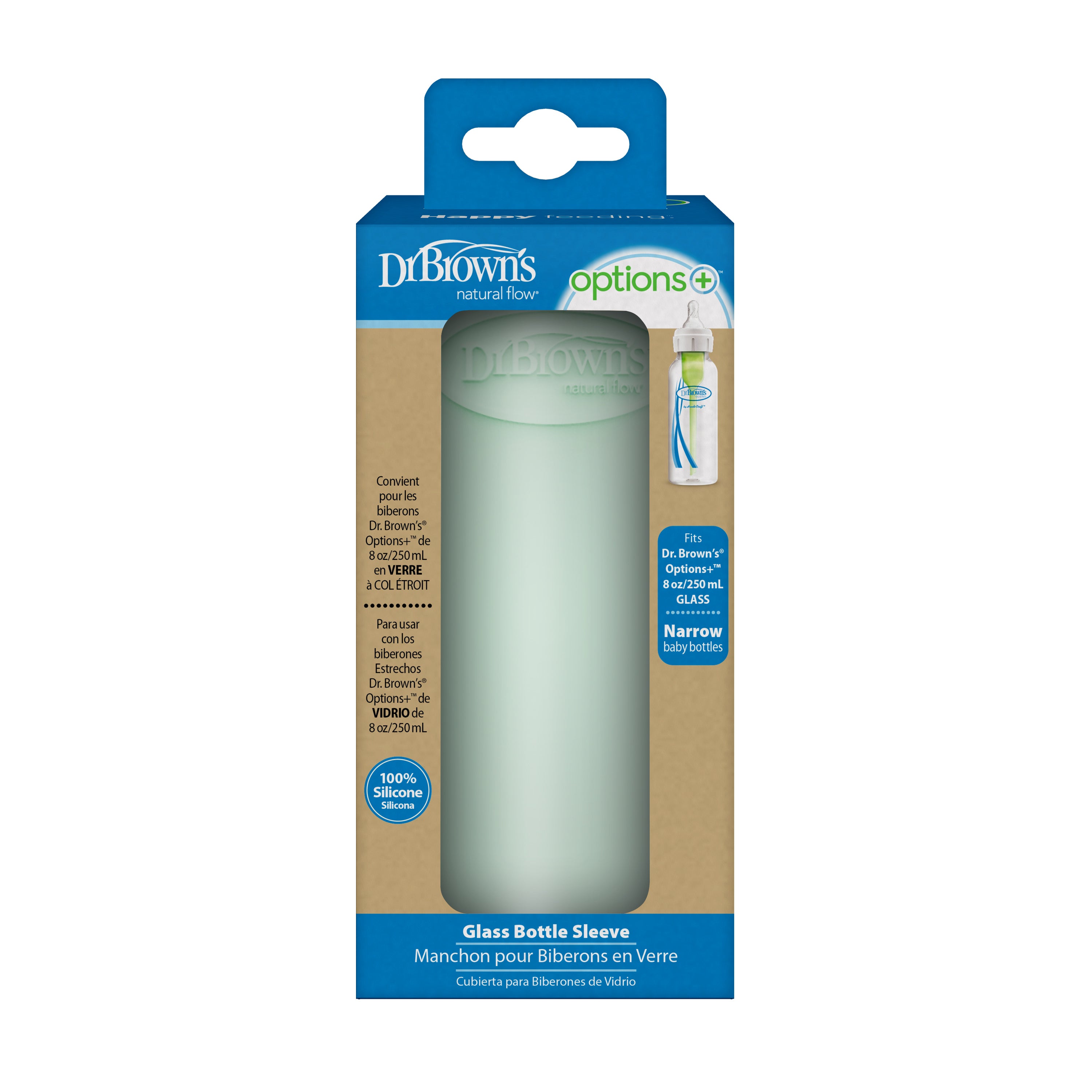 dr-brown-s-options-narrow-custodia-silicone-biberon-vetro-8oz-menta image 2