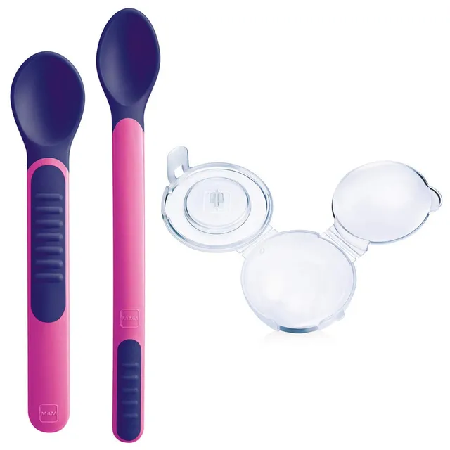 mam-heat-sensitive-spoons-cover-2-cucchiai-svezzamento-rosa-con-custodia image 1