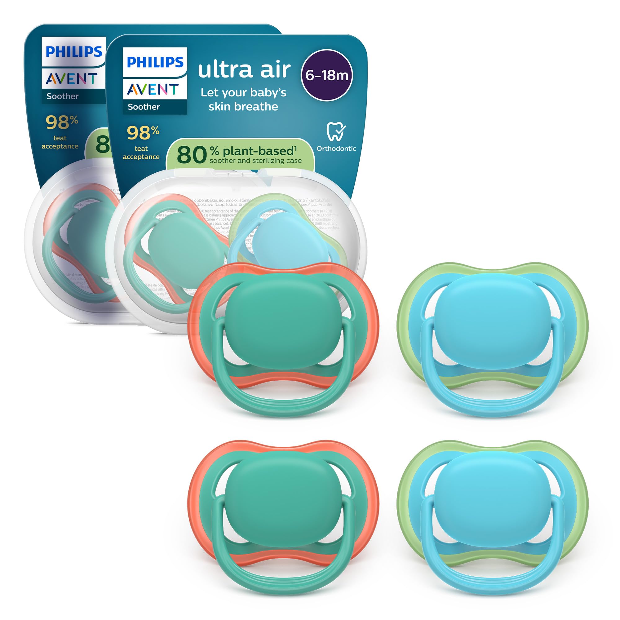 philips-avent-ultra-air-scf087-24-ciuccio-6-18-mesi-4-pezzi image 1