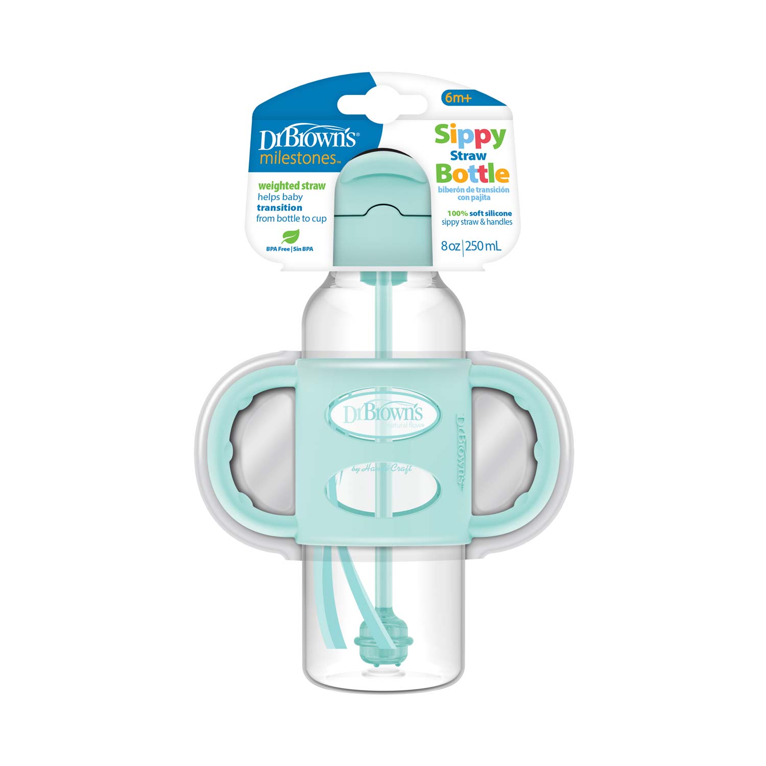 dr-brown-s-milestones-sippy-straw-bottle-250-ml-con-manici-silicone image 3