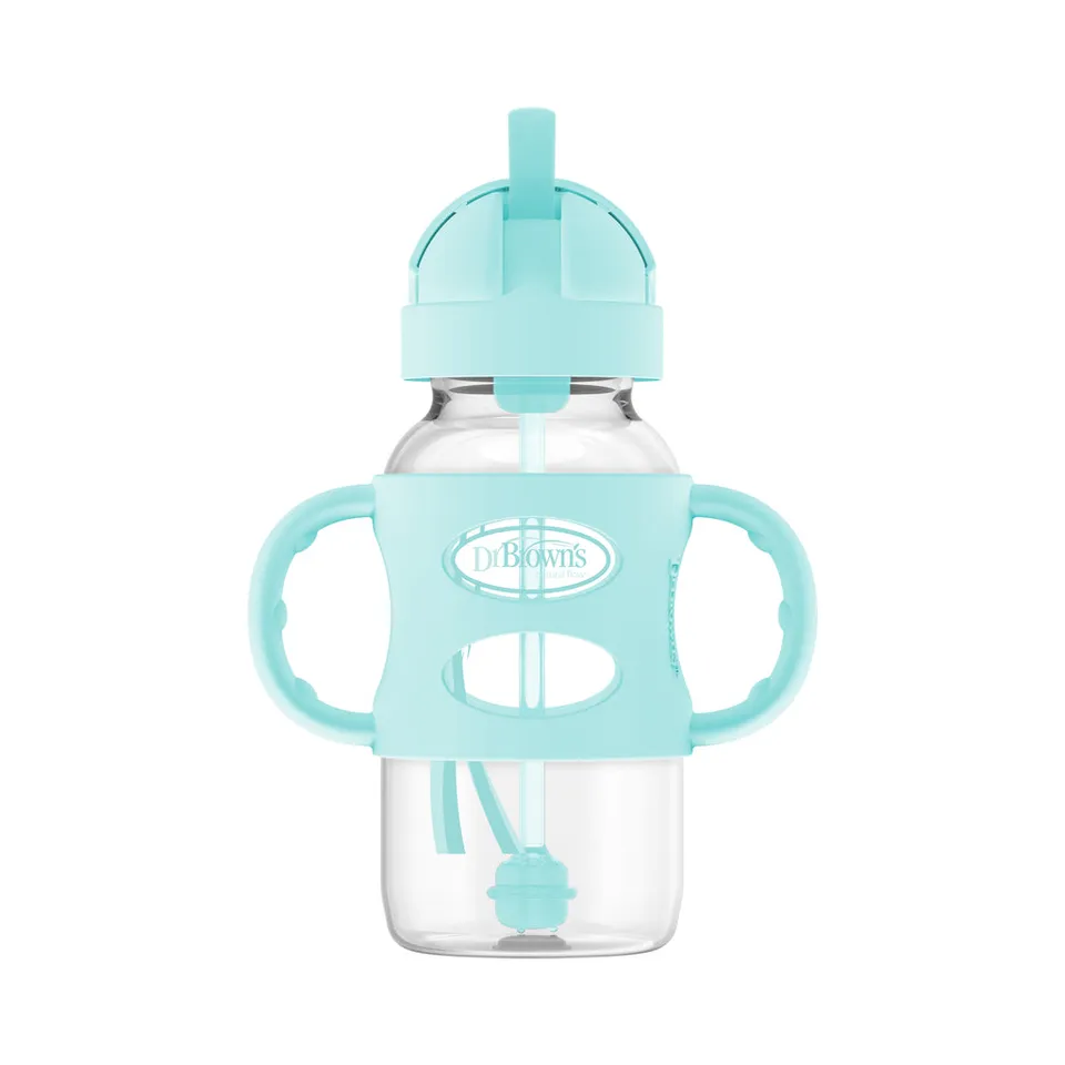 dr-brown-s-milestones-wide-neck-sippy-straw-biberon-9oz-270ml-con-manici image 1