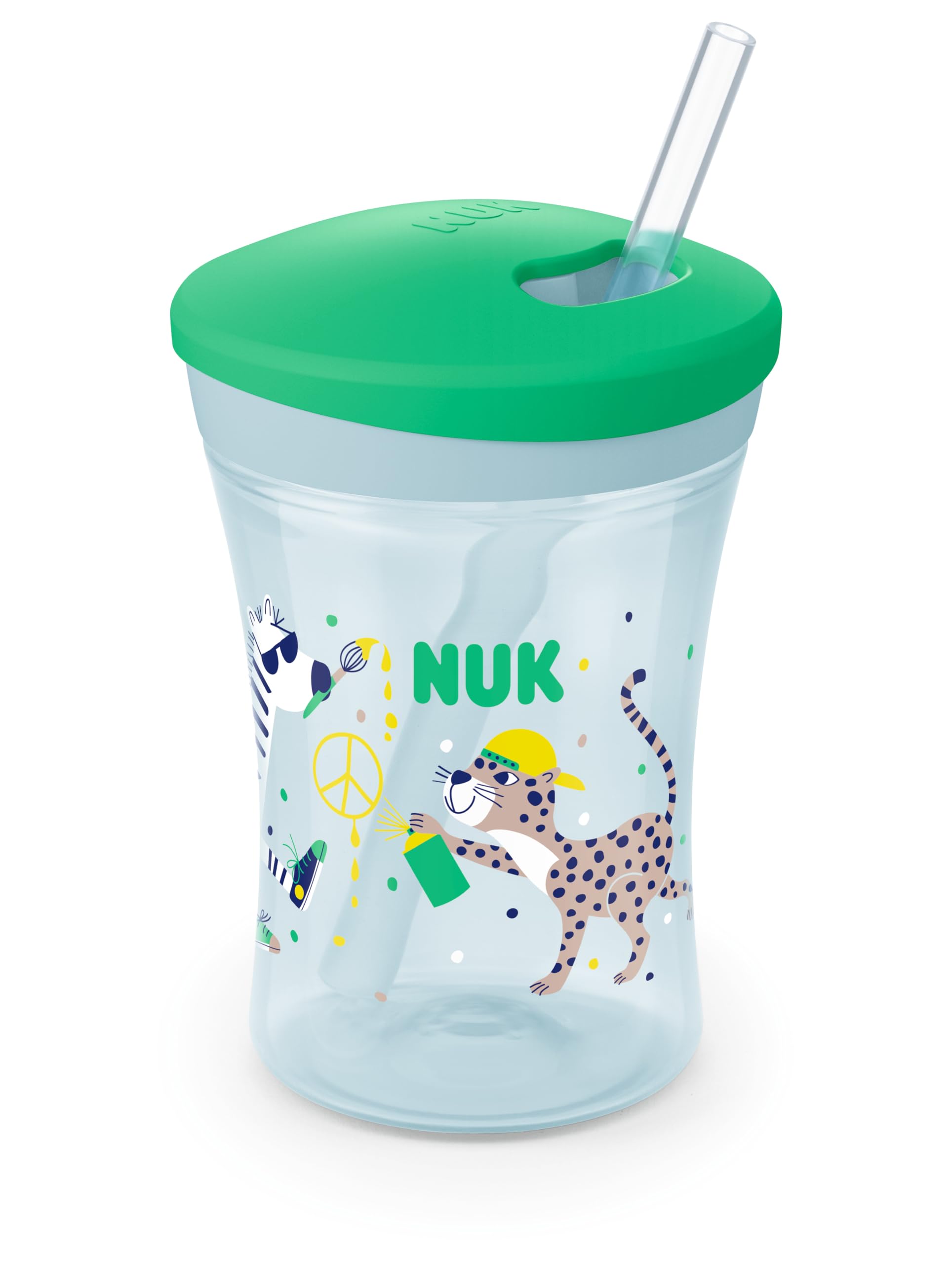 nuk-action-cup-bicchiere-con-cannuccia-230-ml-leopardo-verde-12-mesi image 4
