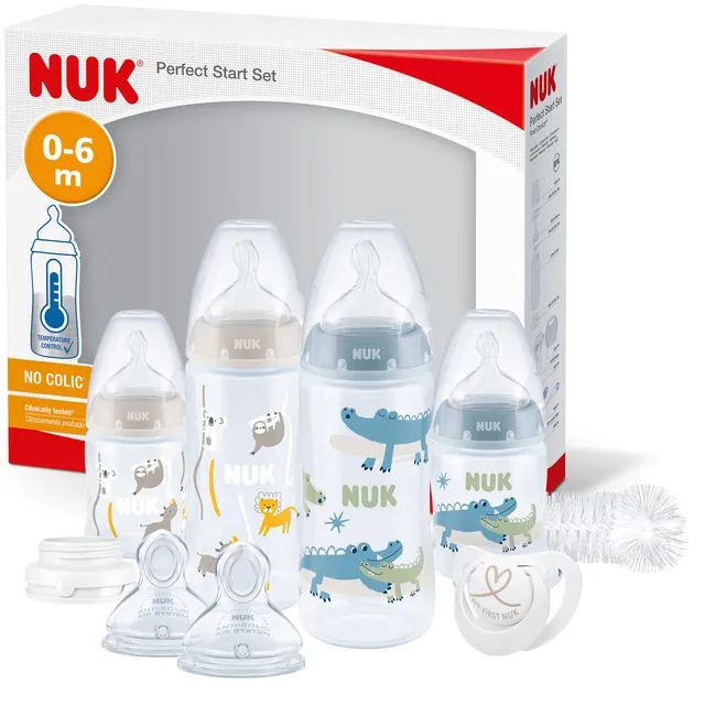 nuk-perfect-start-first-choice-set-biberon-0-6-mesi-coccodrillo-blu-10-pezzi image 1