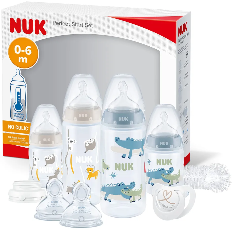 nuk-perfect-start-first-choice-set-biberon-0-6-mesi-coccodrillo-blu-10-pezzi image 1