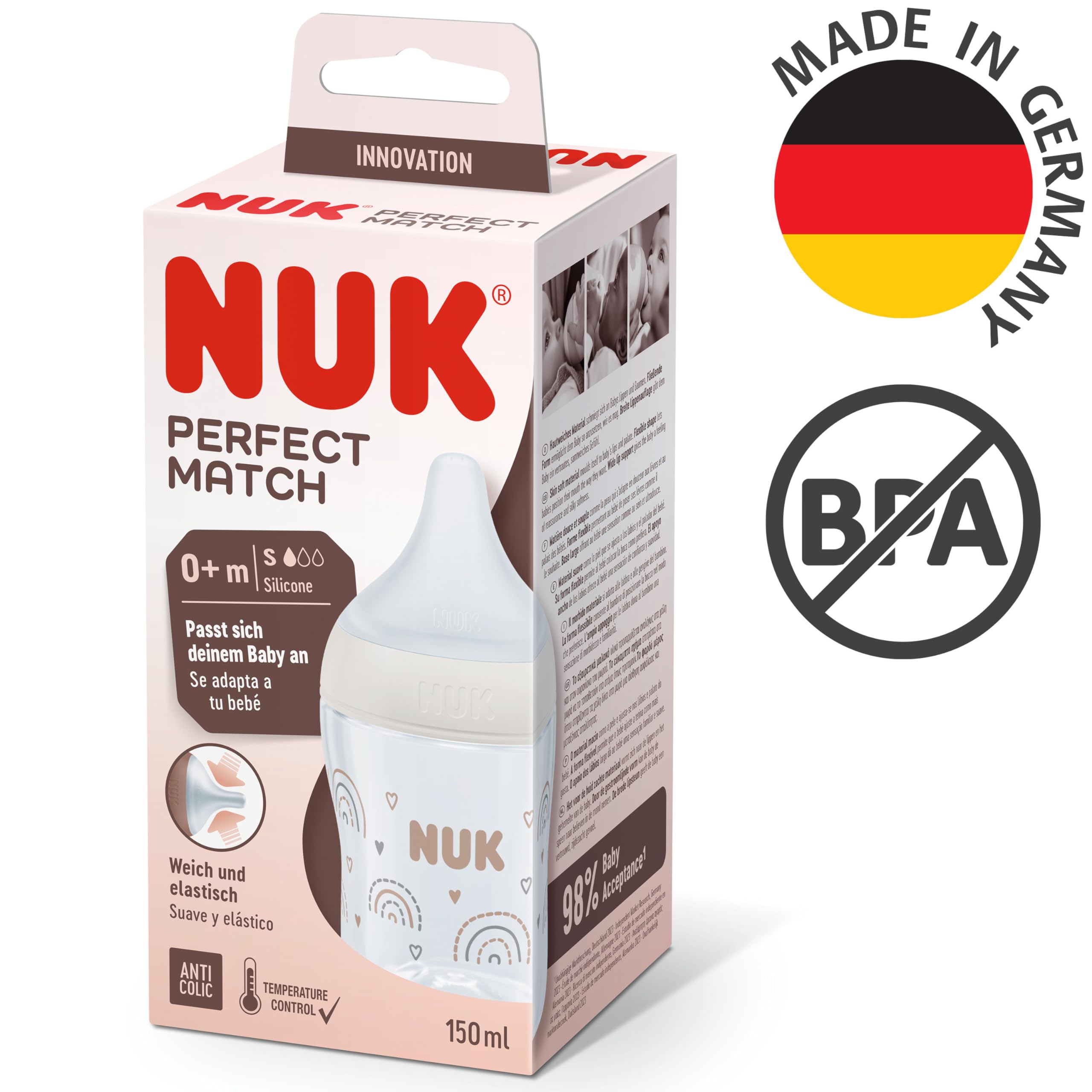 nuk-perfect-match-biberon-150-ml-0-mesi-arcobaleno-con-tettarella-silicone-e-con image 7