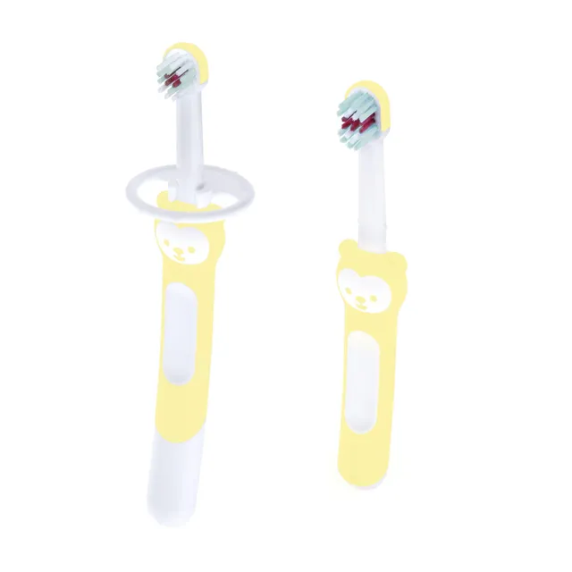 mam-learn-to-brush-set-2-spazzolini-5-e-6-mesi-giallo image 1