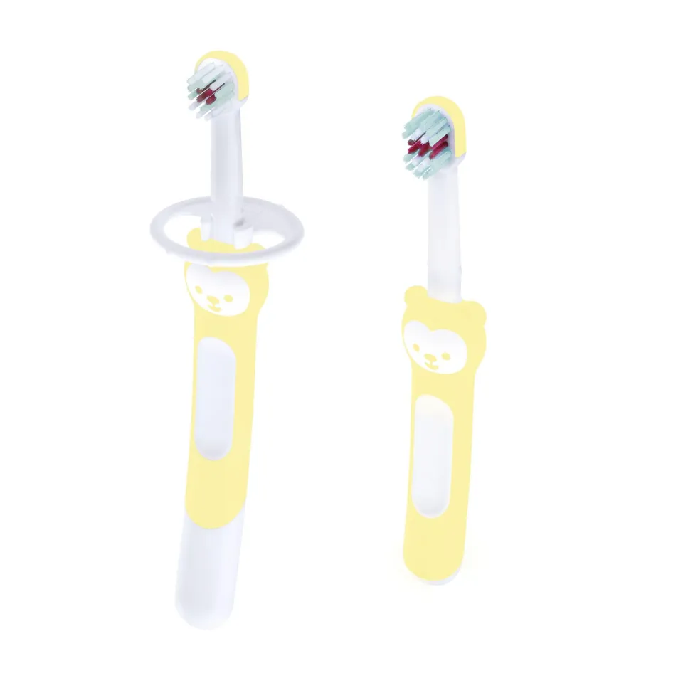 mam-learn-to-brush-set-2-spazzolini-5-e-6-mesi-giallo image 1
