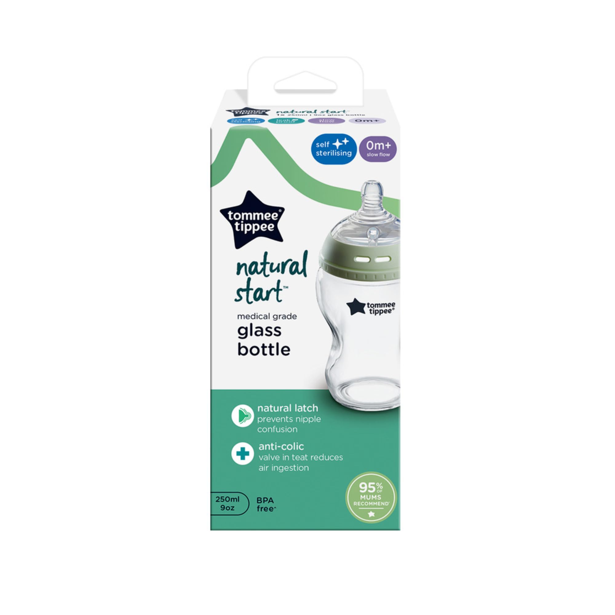 tommee-tippee-closer-to-nature-biberon-in-vetro-250ml-flusso-lento-1pz image 2