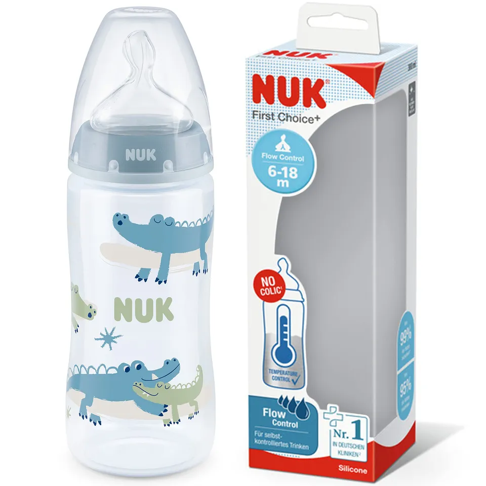 nuk-first-choice-biberon-300-ml-6-18-mesi-coccodrillo-blu-con-controllo-temperat image 1