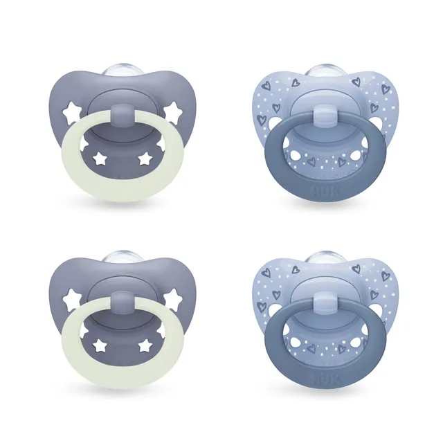nuk-first-choice-classic-day-night-succhietto-6-18-mesi-blu-4-pezzi image 1
