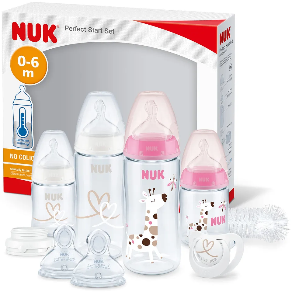 nuk-perfect-start-first-choice-set-biberon-10-pezzi-giraffa-rosa-0-6-mesi image 1