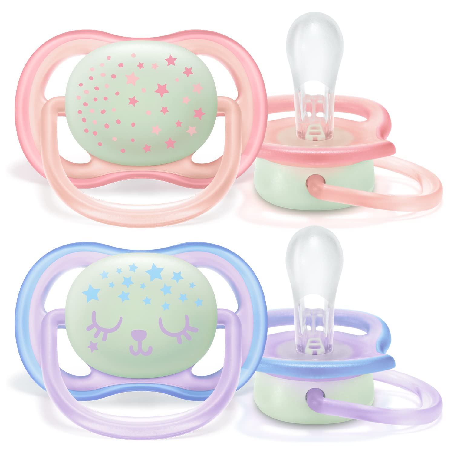 philips-avent-ultra-air-ciuccio-notte-0-6-mesi-rosa-blu-scf376-12 image 1