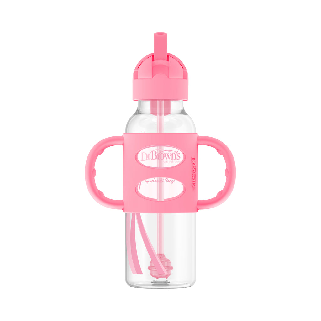 dr-brown-s-milestones-sippy-straw-bottle-250-ml-con-manici image 1