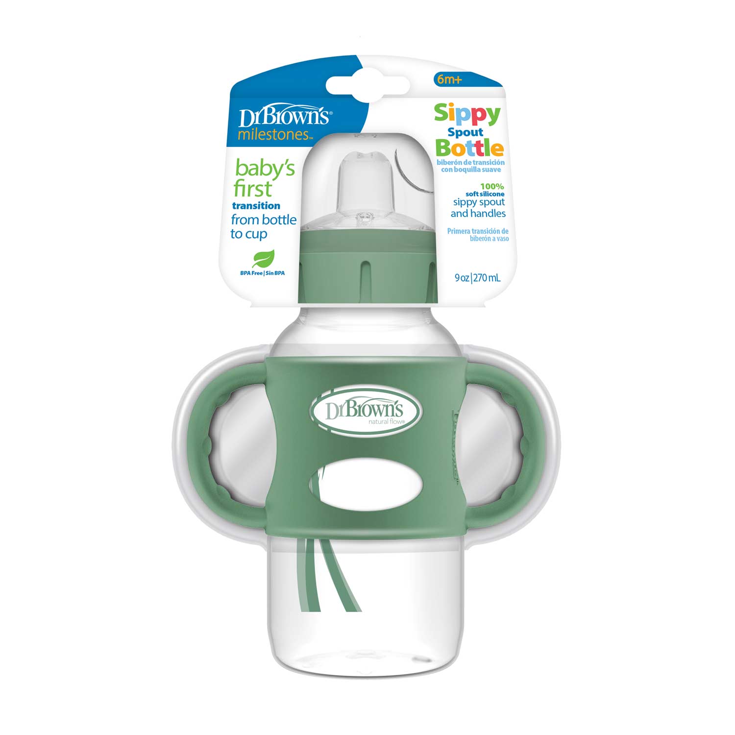 dr-brown-s-milestones-wide-neck-270-ml-biberon-sippy-con-manici image 3