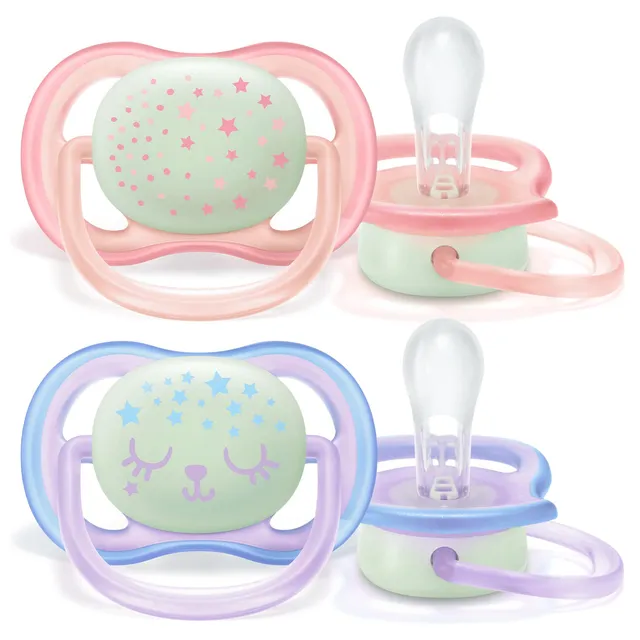 philips-avent-ultra-air-ciuccio-notte-0-6-mesi-rosa-blu-scf376-12 image 1