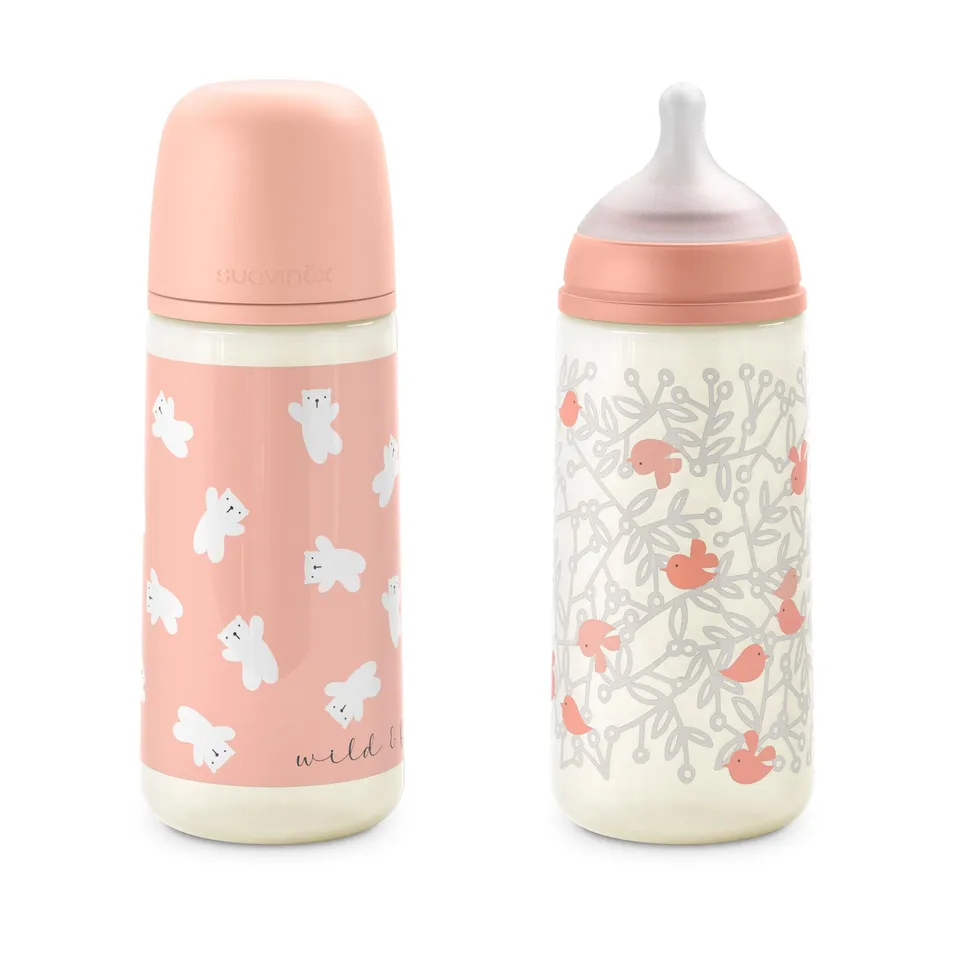 suavinex-sx-pro-biberon-360ml-confezione-da-2-flusso-denso-l-6-mesi-rosa-birdies image 1