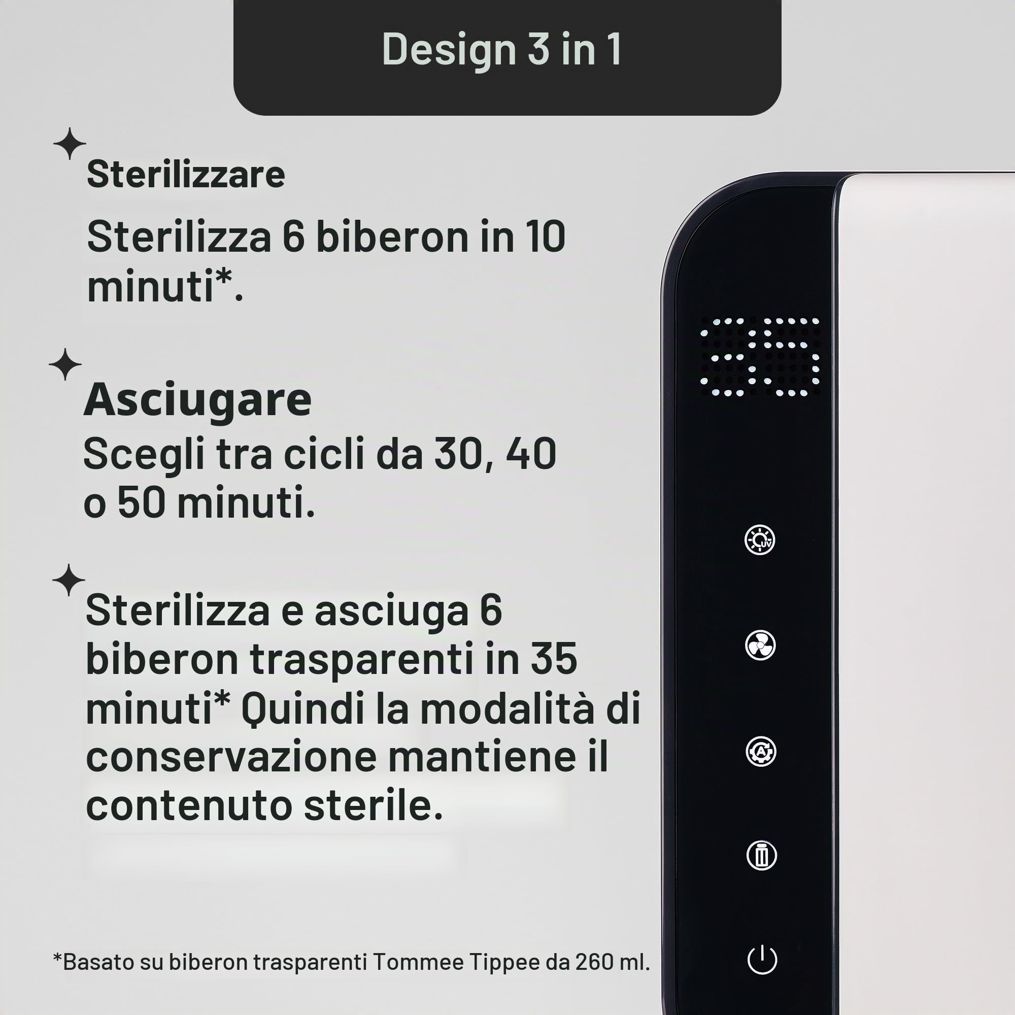 tommee-tippee-sterilizzatore-asciugatore-uv-3-in-1-per-6-biberon-bianco image 6