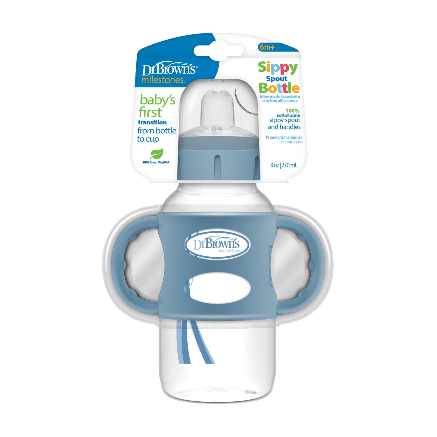 dr-brown-s-milestones-biberon-sippy-spout-collo-largo-270-ml-con-manici image 3