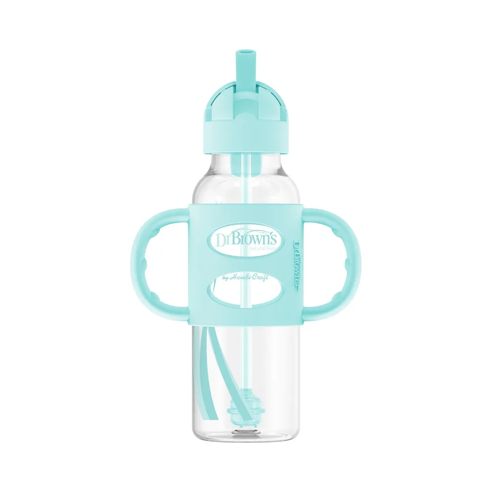 dr-brown-s-milestones-sippy-straw-bottle-250-ml-con-manici-silicone image 1