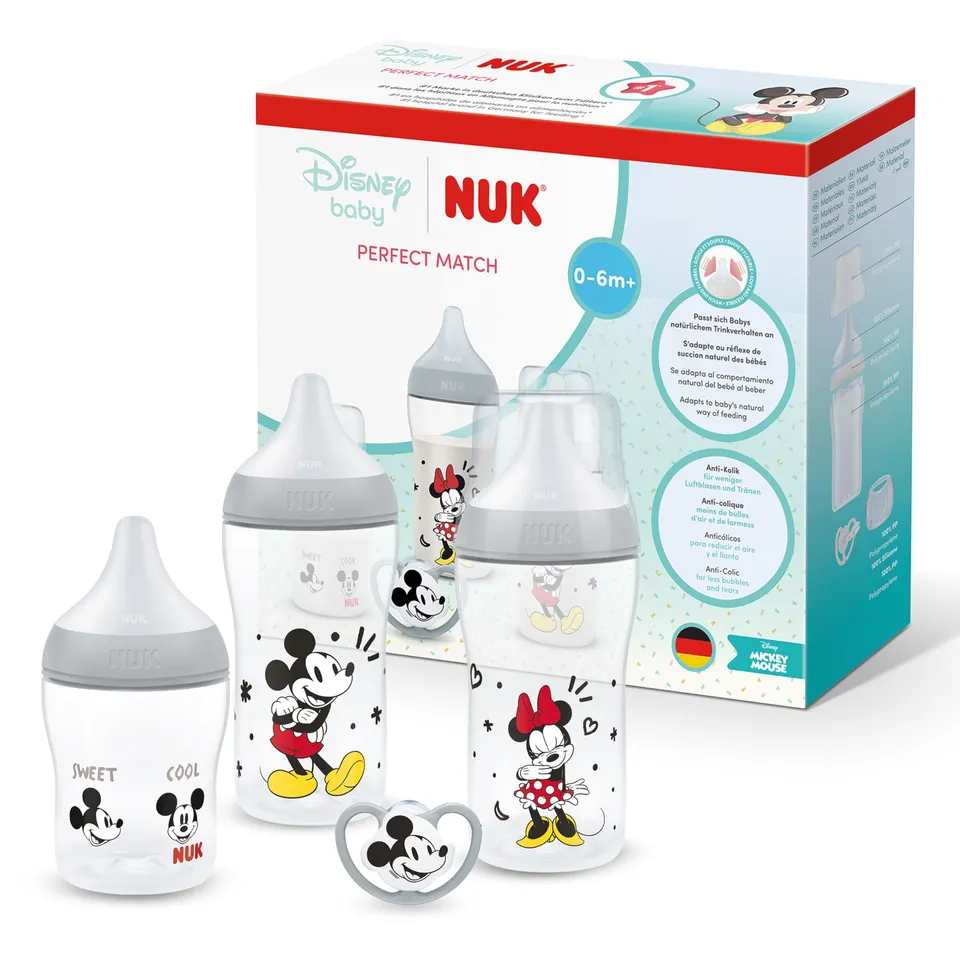 nuk-perfect-match-set-biberon-anticolica-0-6-mesi-disney-topolino-4-pezzi image 1