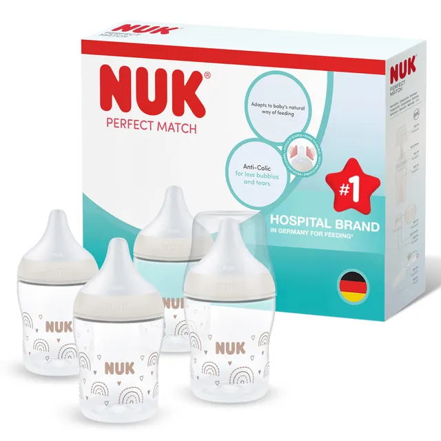 nuk-perfect-match-biberon-anti-colica-150-ml-0-mesi-arcobaleno-4-pezzi image 1