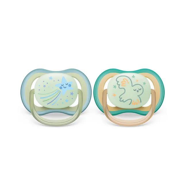 philips-avent-ultra-air-ciuccio-0-6-mesi-fluorescente-2-pezzi-scf376-18 image 1