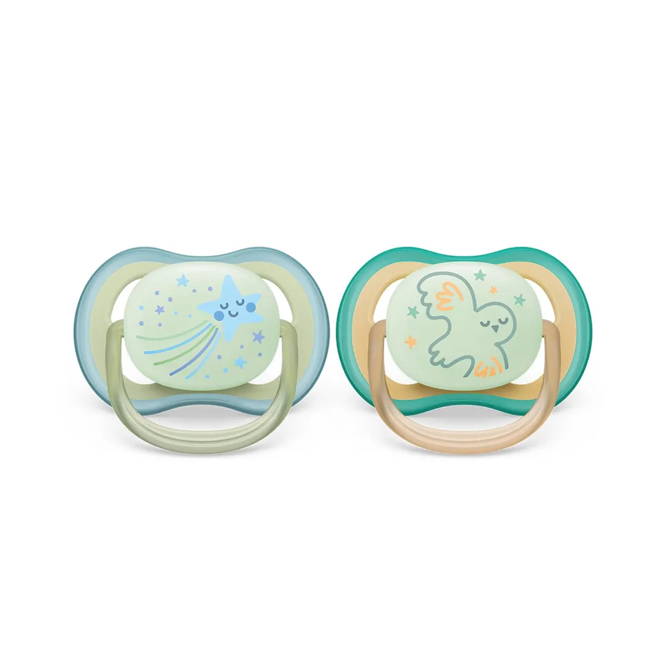 philips-avent-ultra-air-ciuccio-0-6-mesi-fluorescente-2-pezzi-scf376-18 image 1