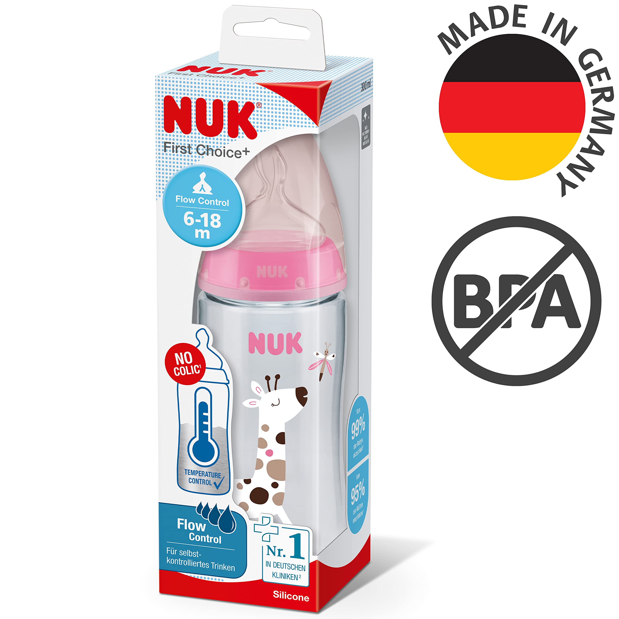 nuk-first-choice-biberon-300-ml-6-18-mesi-tettarella-y-in-silicone-giraffa-rosa image 7