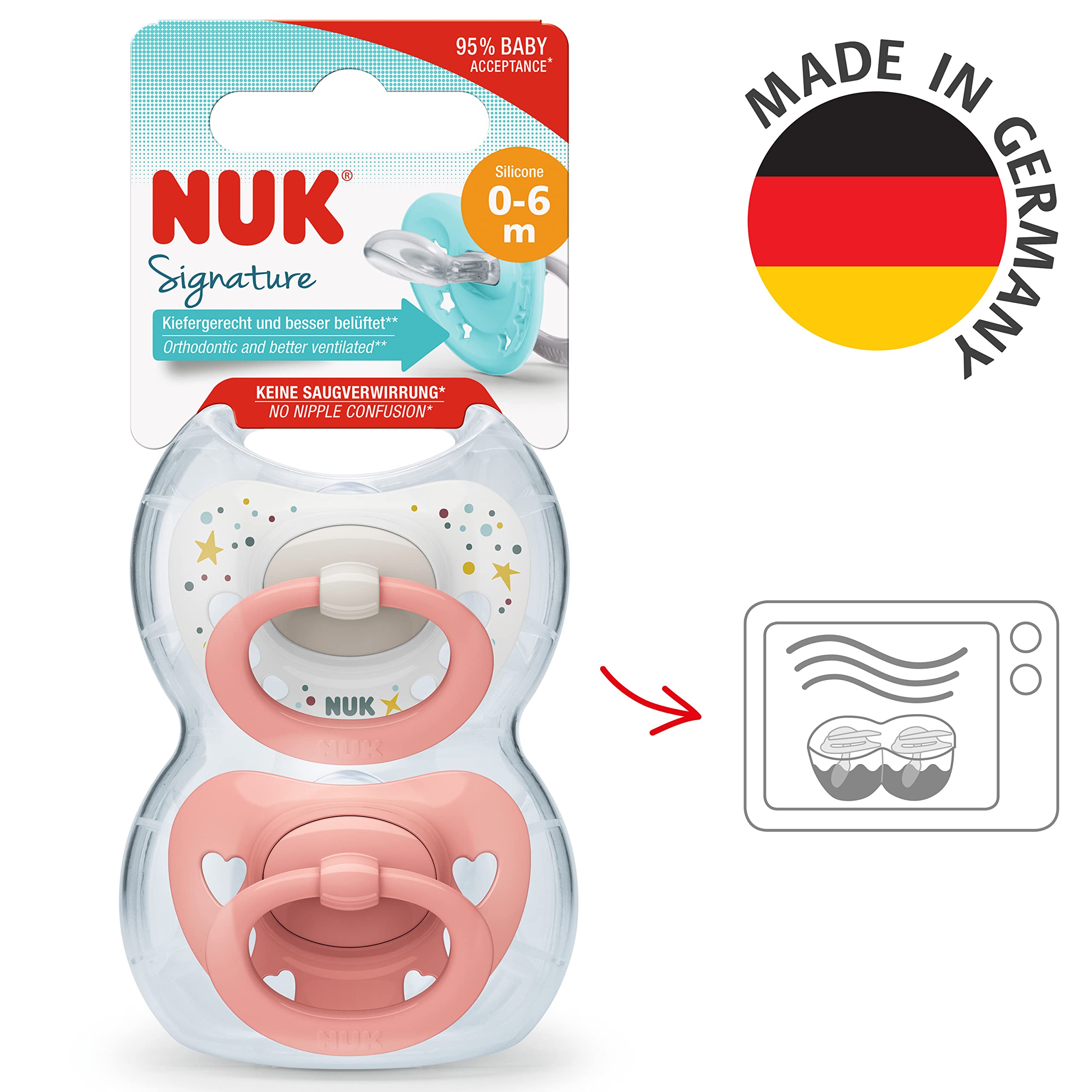 nuk-signature-succhietto-0-6-mesi-set-da-2-in-silicone-senza-bpa-cuori-rosa-con- image 6