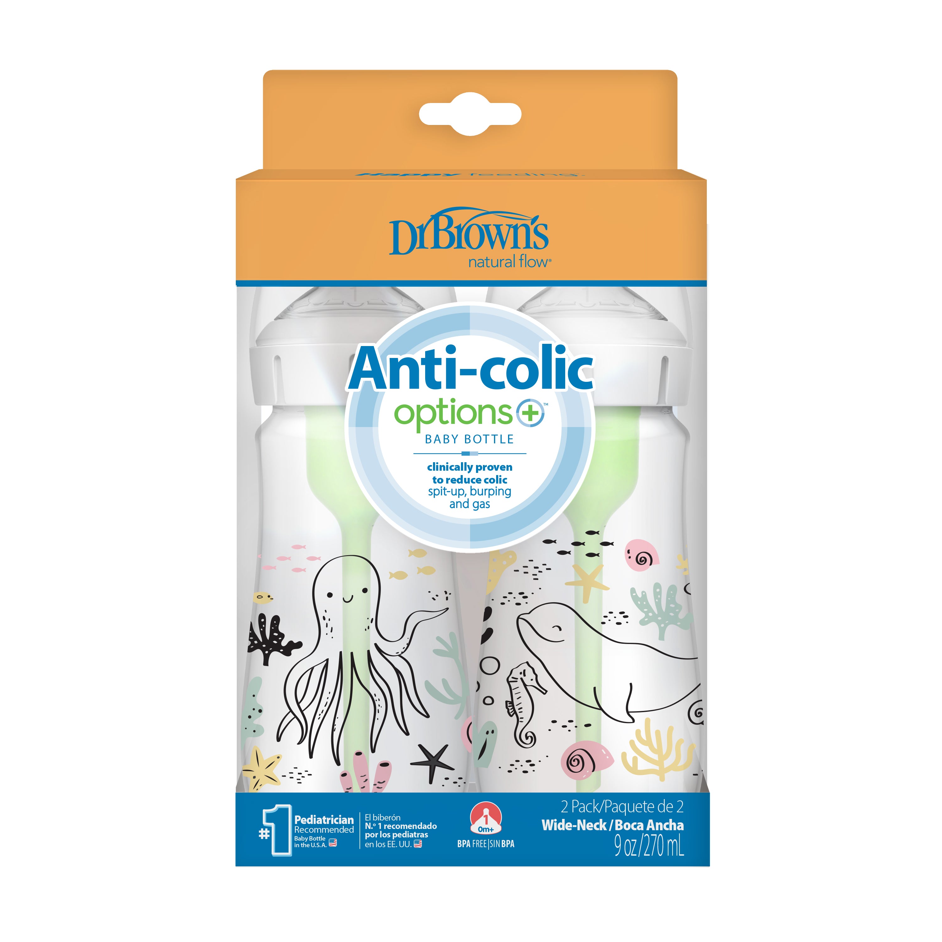 dr-brown-s-natural-flow-options-wide-neck-270-ml-2-biberon-anti-colica image 3