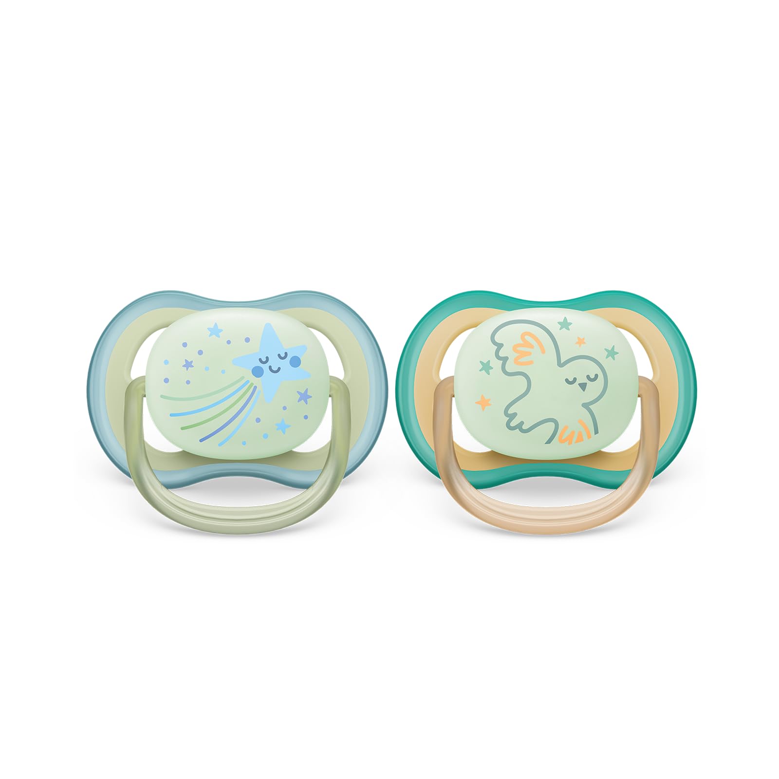 philips-avent-ultra-air-ciuccio-0-6-mesi-fluorescente-2-pezzi-scf376-18 image 1