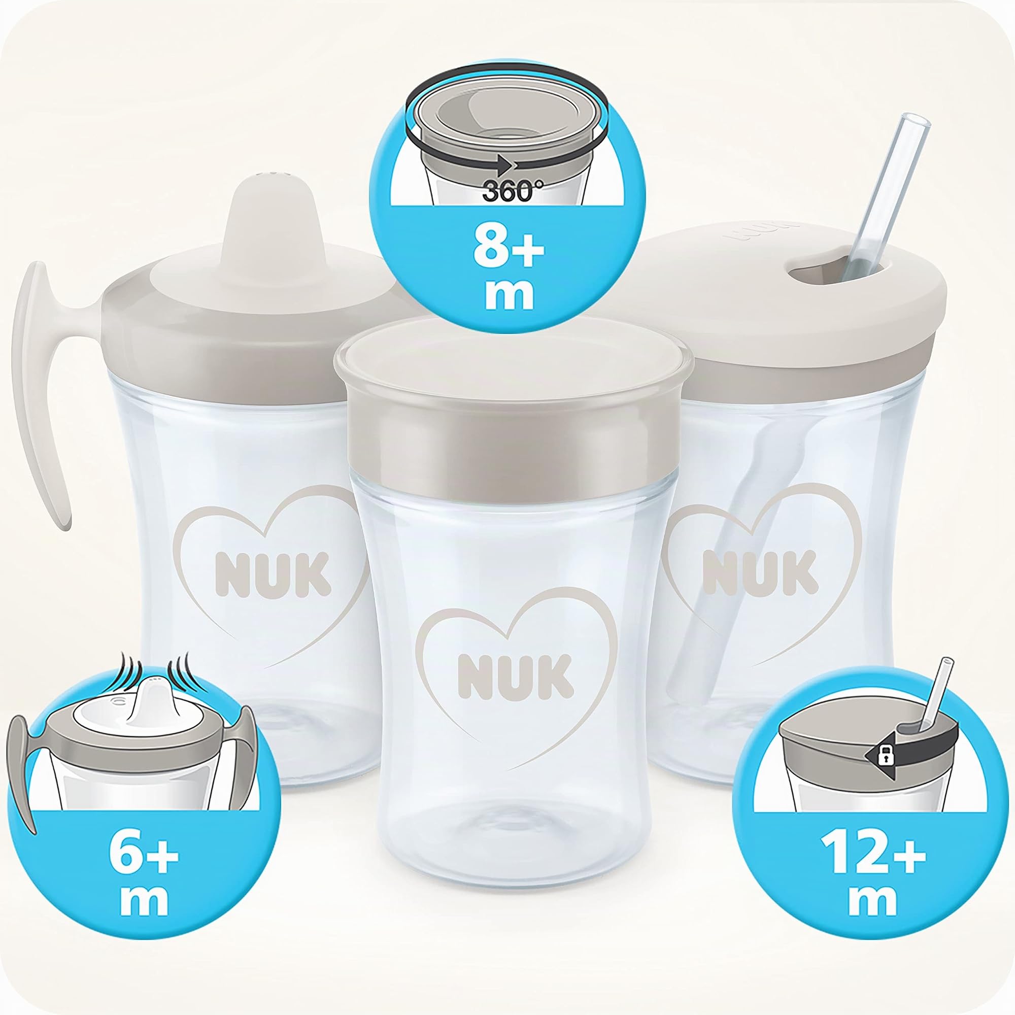 nuk-trainer-cup-tazza-antigoccia-230ml-6-mesi-beccuccio-morbido-cuore image 6