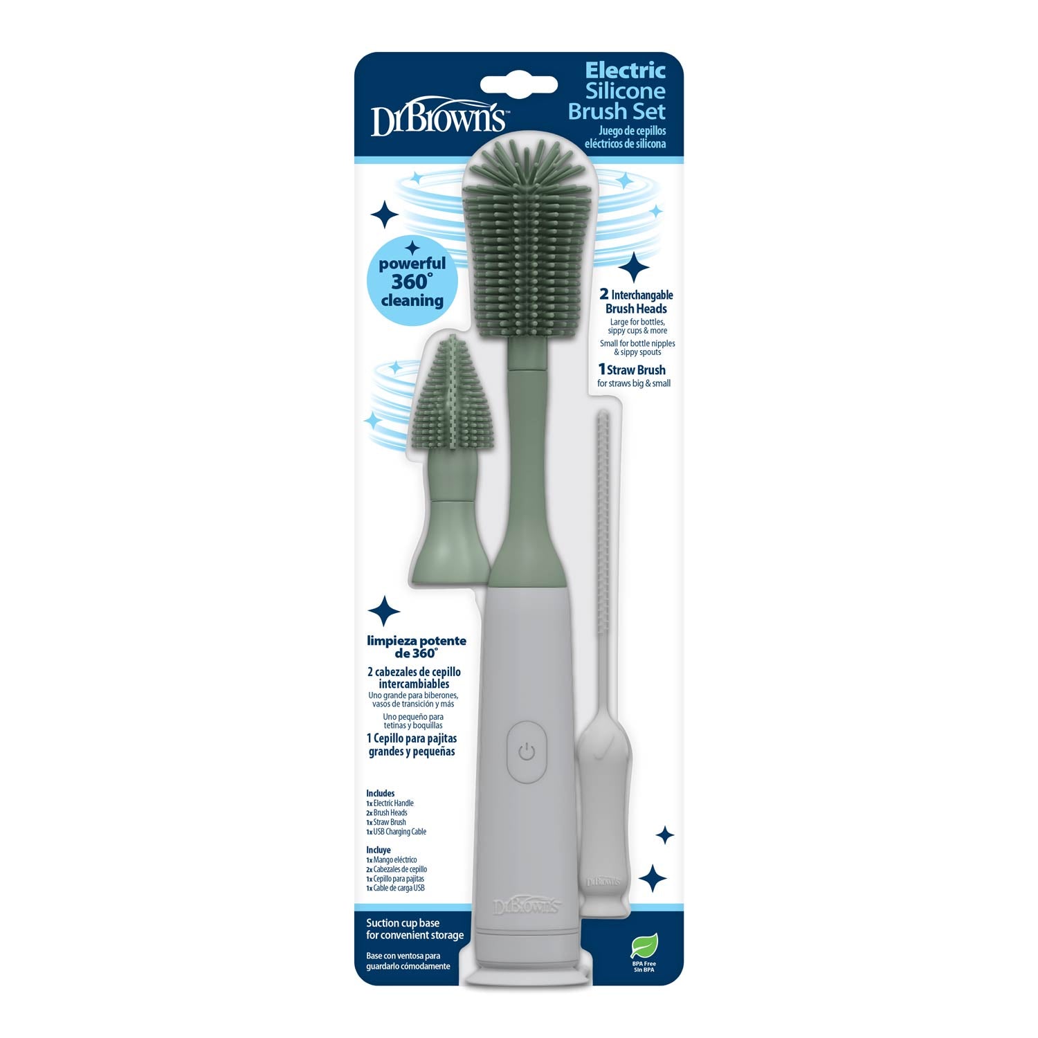 dr-brown-s-set-spazzole-elettriche-in-silicone-per-biberon-con-2-testine image 2