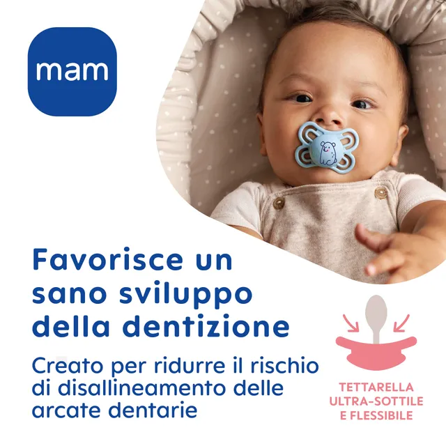 mam-perfect-start-succhietto-0-2-mesi-set-da-2-in-silicone-skinsoft-con-porta-ci image 1