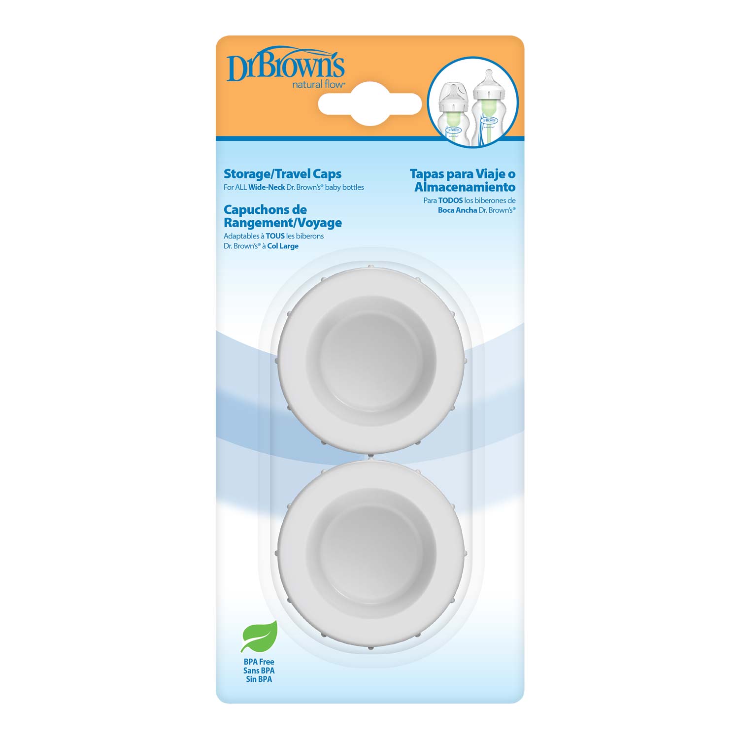 dr-brown-s-natural-flow-tappi-conservazione-viaggio-collo-largo-2-pack image 2