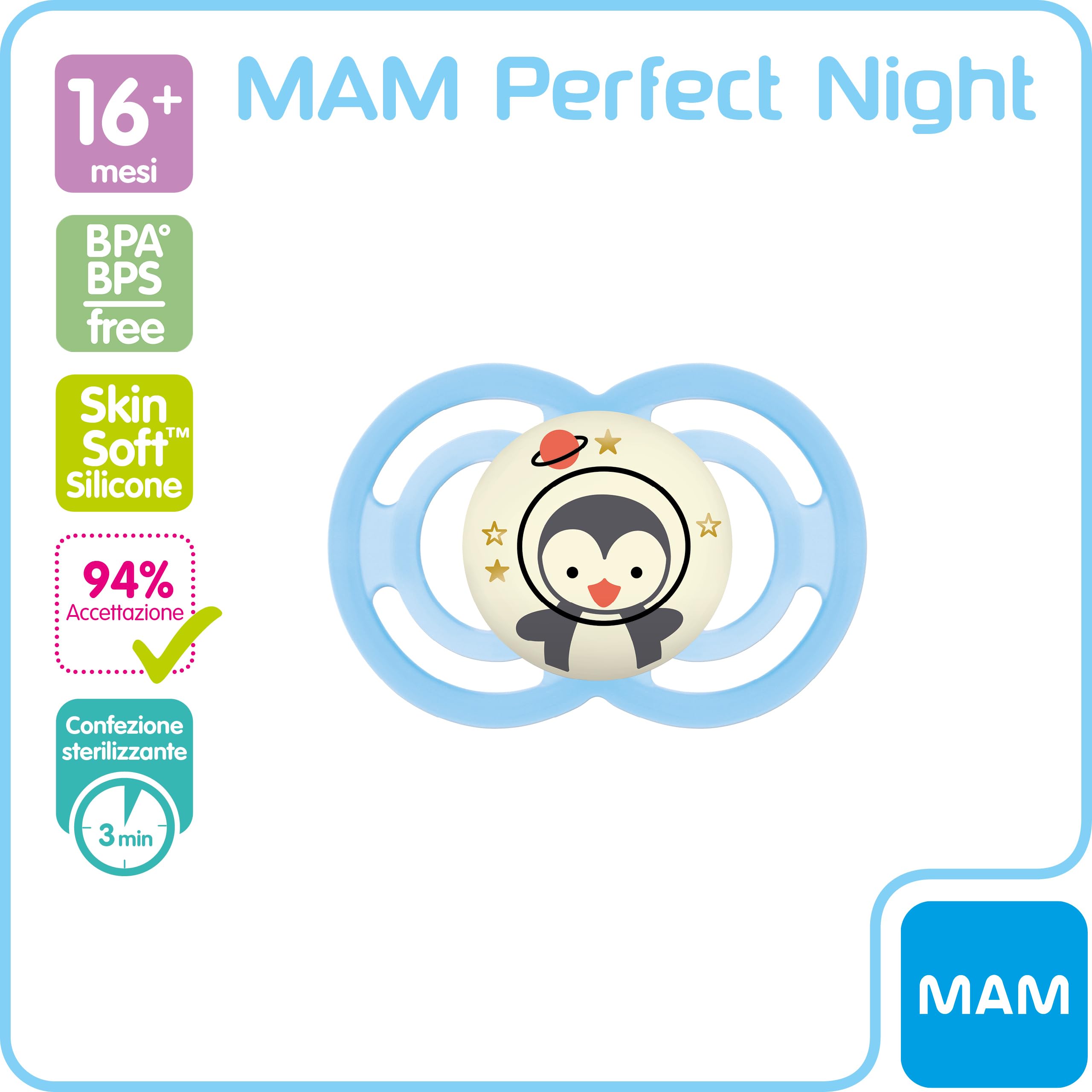mam-perfect-night-succhietto-luminoso-16-mesi-azzurro-con-box image 2