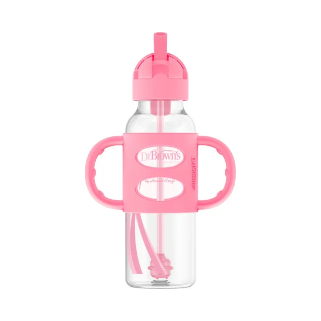 dr-brown-s-milestones-narrow-sippy-straw-bottle-con-manici-in-silicone-250-ml image 1