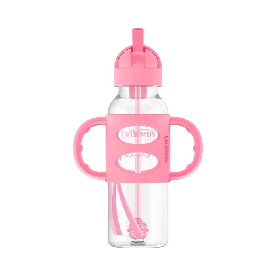 dr-brown-s-milestones-narrow-sippy-straw-bottle-con-manici-in-silicone-250-ml image 1
