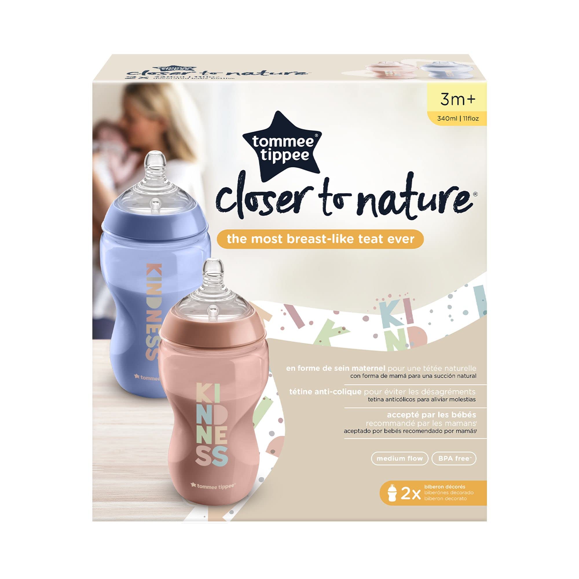 tommee-tippee-closer-to-nature-biberon-340ml-x2-con-tettarella-medio-flusso-anti image 3