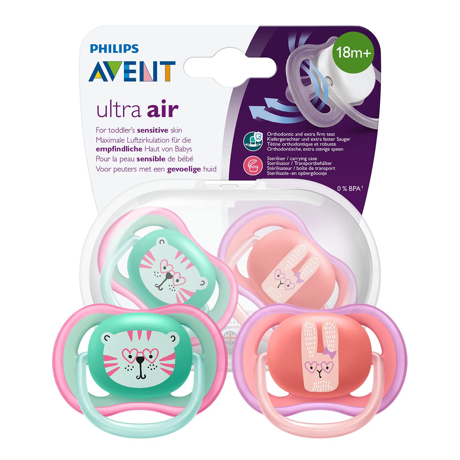 philips-avent-ultra-air-scf349-12-succhietti-18m-femmina-2-pezzi-verde-rosa image 7