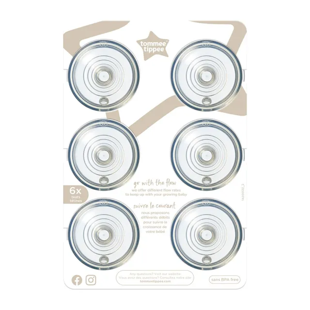 tommee-tippee-closer-to-nature-tettarelle-flusso-medio-3m-confezione-da-6 image 1