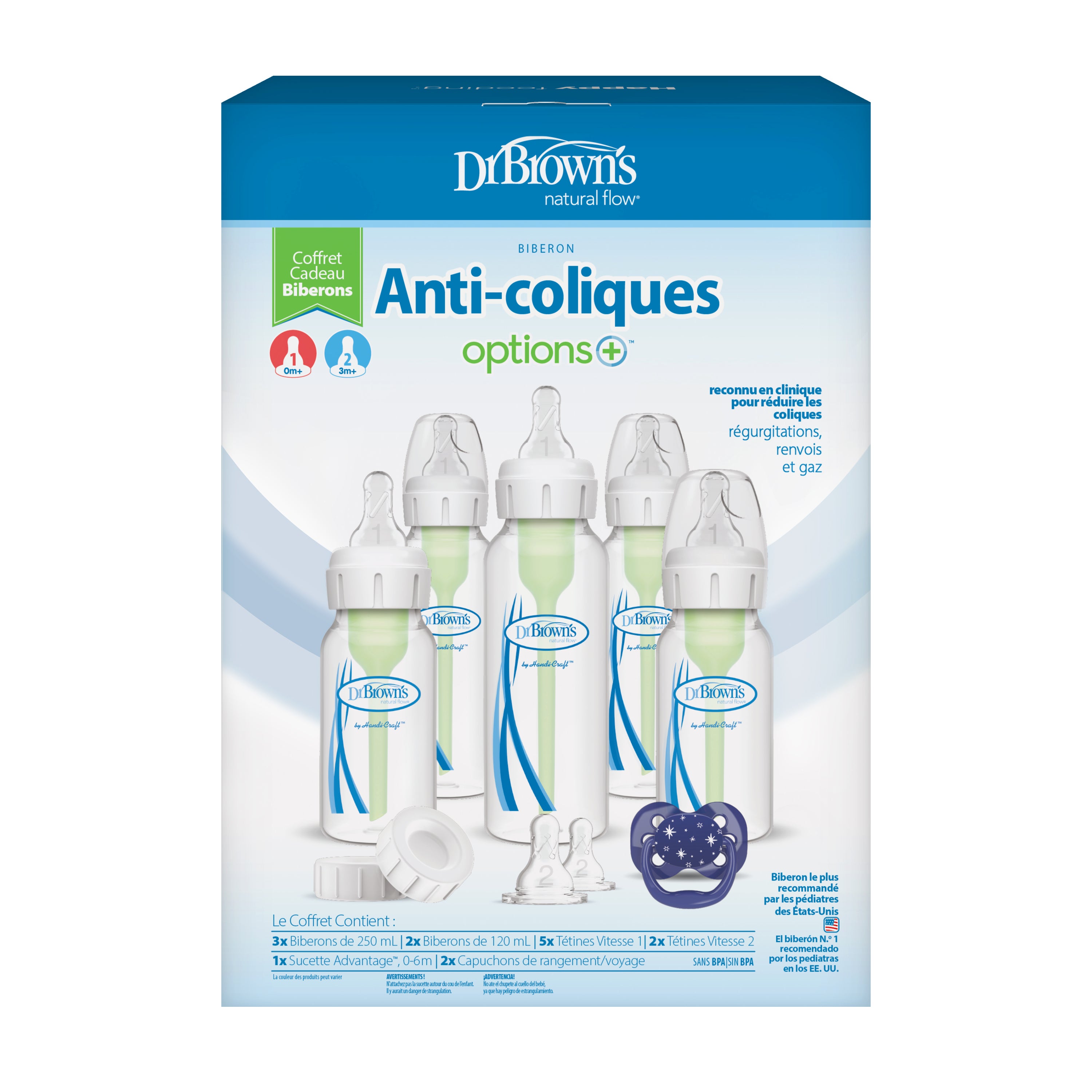 dr-brown-s-natural-flow-options-biberon-stretto-set-regalo-anti-colica-con-succh image 2