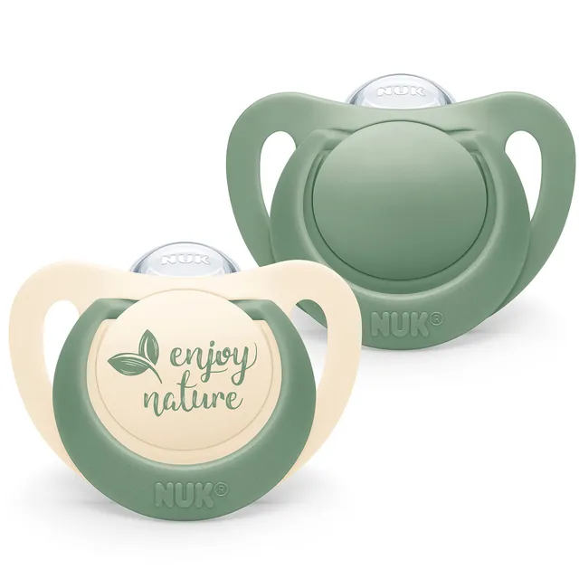 nuk-for-nature-succhietto-0-6-mesi-in-silicone-sostenibile-confezione-da-2-verde image 1