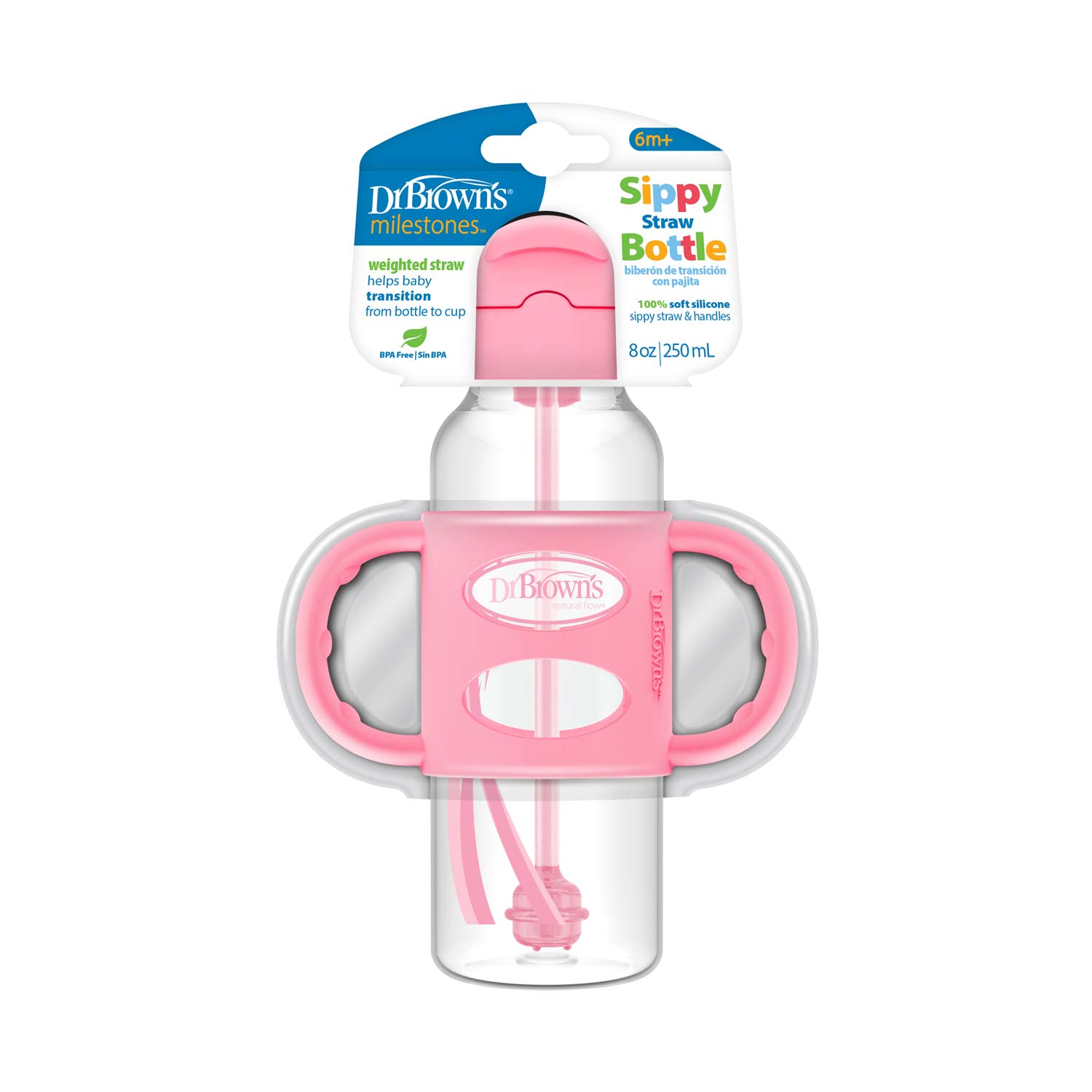 dr-brown-s-milestones-sippy-straw-bottle-250-ml-con-manici image 3