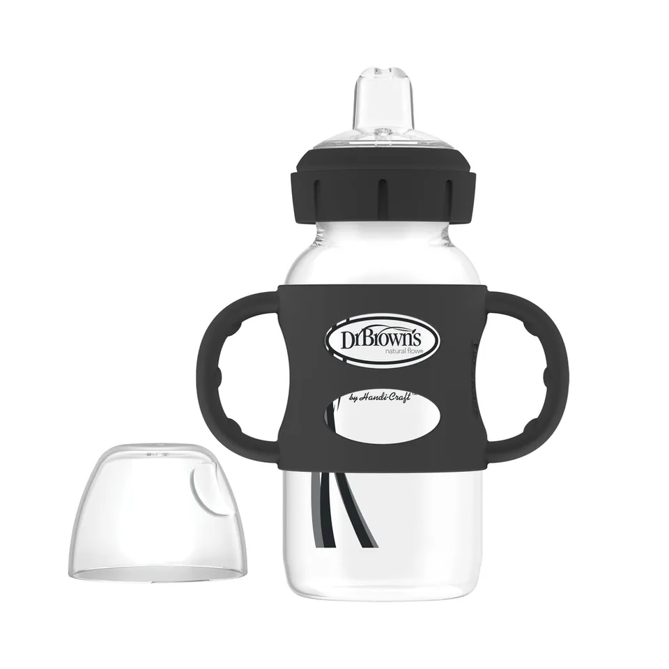 dr-brown-s-milestones-biberon-collo-largo-con-beccuccio-sippy-270-ml-e-manici image 1
