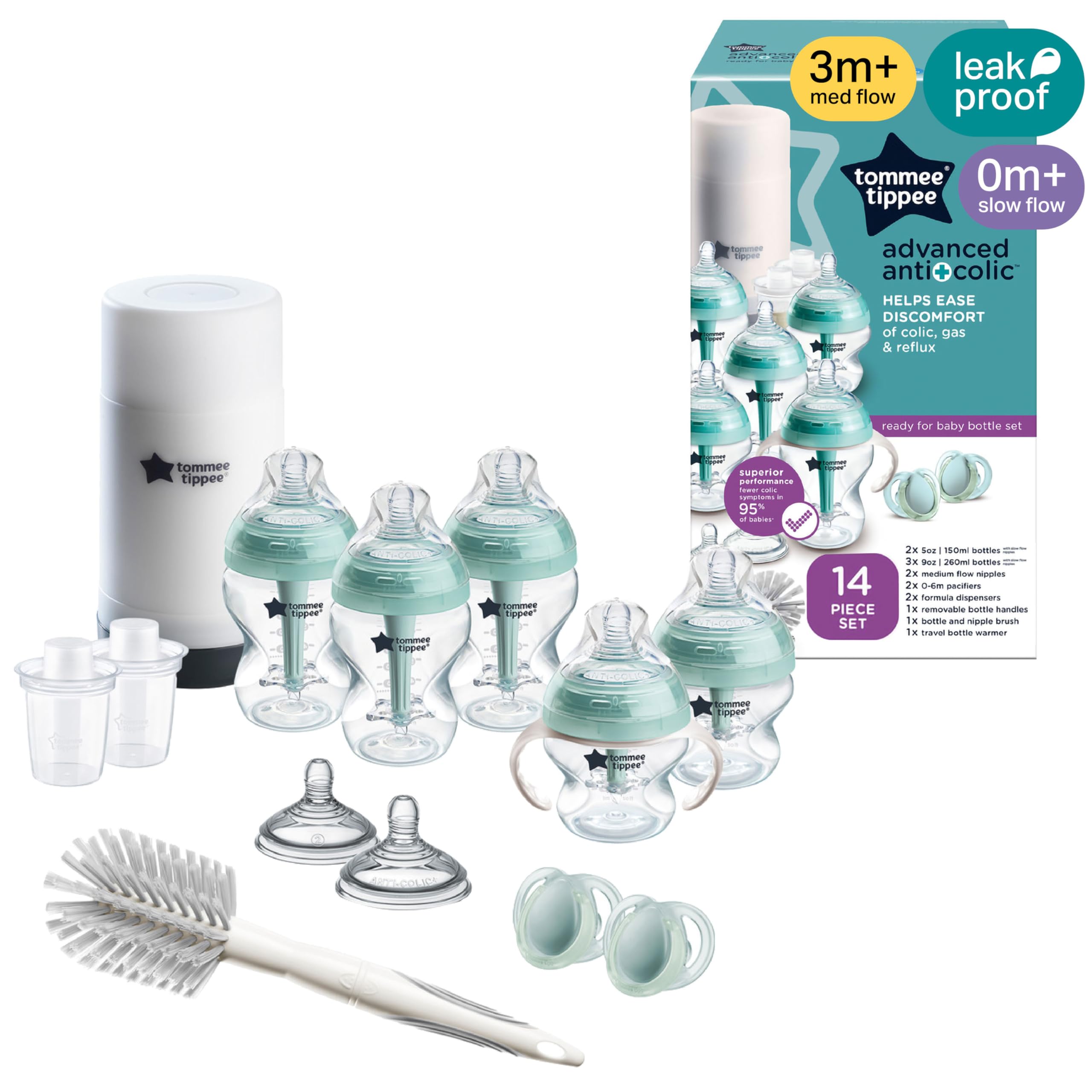 tommee-tippee-advanced-anti-colic-set-neonato-biberon-150-260-ml-scaldabiberon-v image 1